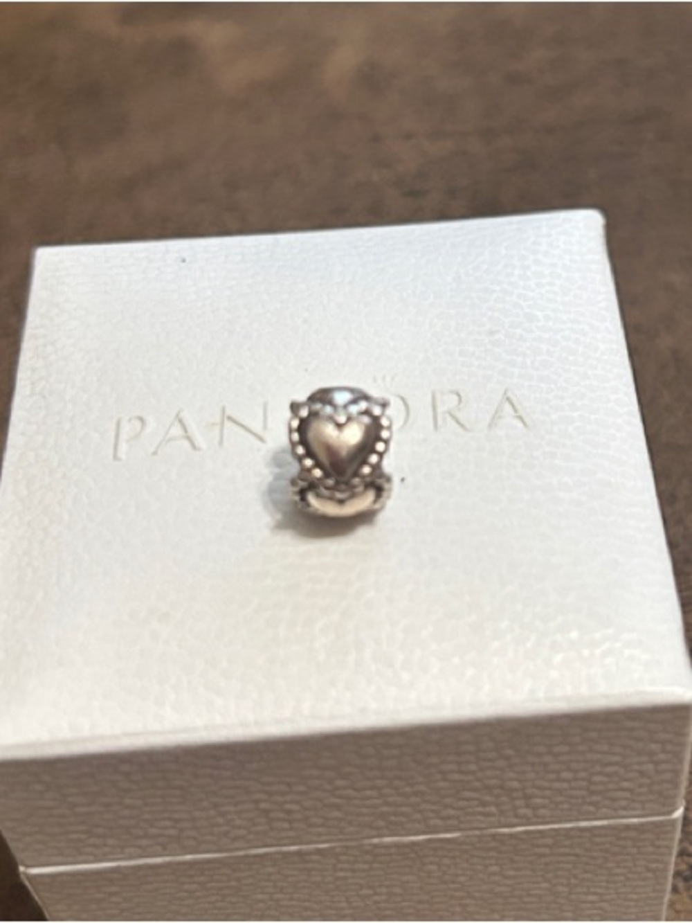 Pandora Silver Heart Bead Charm - Silver